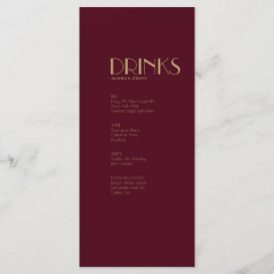 Gold Type Deco   Burgundy Wedding Drink Menu