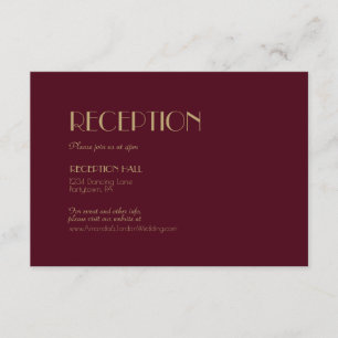Gold Type Deco Burgundy Wedding Reception Details Enclosure Card