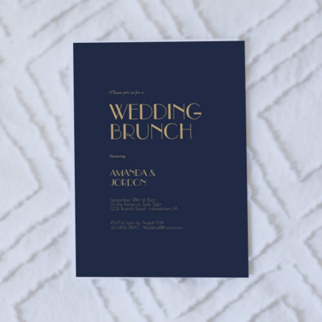 Gold Type Deco | Dark Navy Wedding Brunch Invitation (Creator Uploaded)