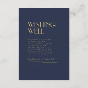 Gold Type Deco   Dark Navy Wedding Wishing Well Enclosure Card