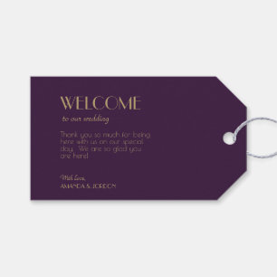 Gold Type Deco Dark Purple Wedding Gift Tags