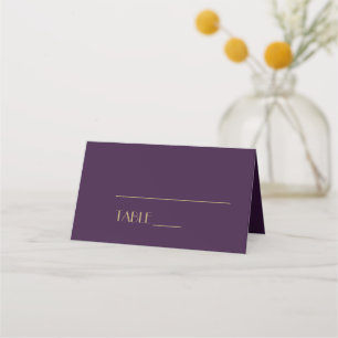 Gold Type Deco Dark Purple Wedding Place Card Tent