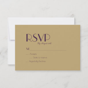 Gold Type Deco Dark Purple Wedding RSVP Card