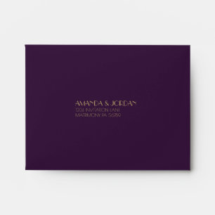 Gold Type Deco Dark Purple Wedding RSVP Envelope
