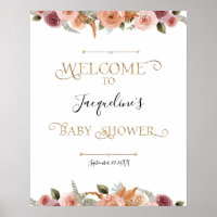 Gold Typography Dusty Pink Floral Girl Baby Shower