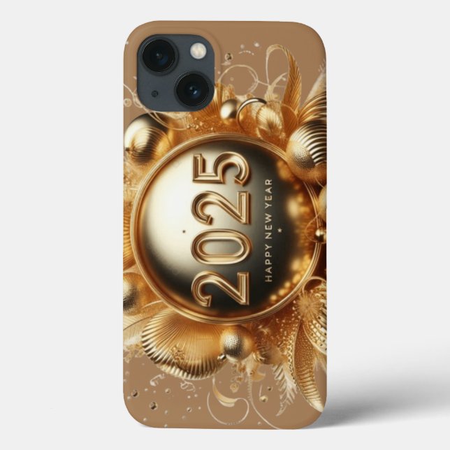 Gold typography happy new year 2025 Case-Mate iPhone case (Back)