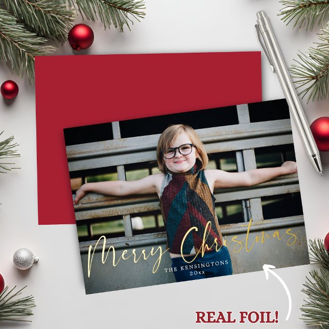 Gold Typography Merry Christmas Holiday Photo (Gold Typography Merry Christmas Holiday Photo Card)