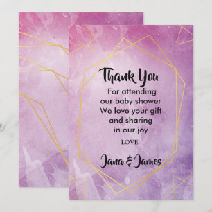 Gold typography pink watercolor thank you invitation