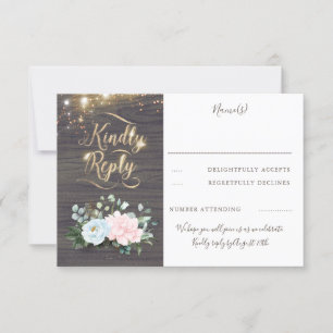 Gold Typography Rustic Fall Wedding RSVP Card