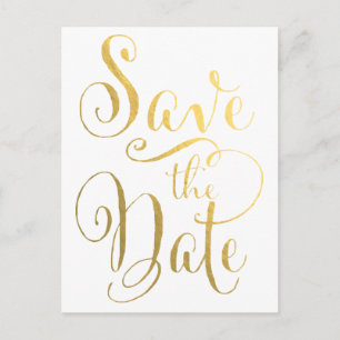 Gold Typography Save the Date Postcard