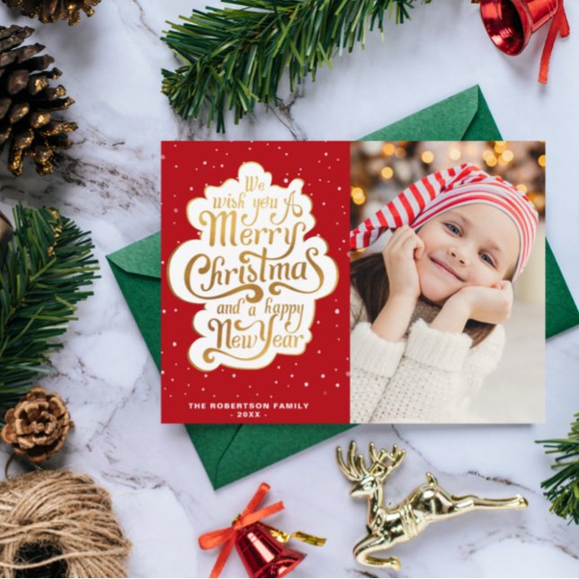 gold typography script christmas holiday Postcard (Creator Uploaded)