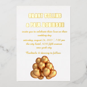 Gold Typography Wedding Foil Invitation