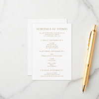 Gold Typography Wedding Weekend Schedule of Events