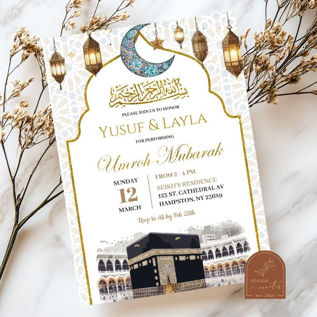 Gold Umroh Mubarak Muslim Invitation, Invitation (Creator Uploaded)