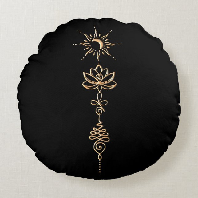 Gold Unalome Group Round Cushion (Front)