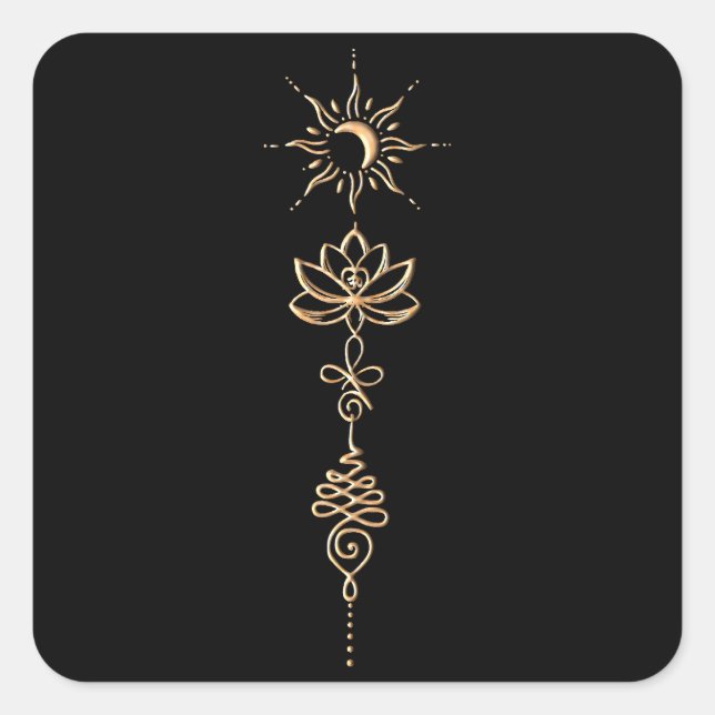Gold Unalome Group Square Sticker (Front)