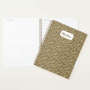 Gold Undated Floral Planner Book 