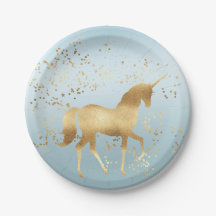 Gold Unicorn Aqua Ombre Birthday