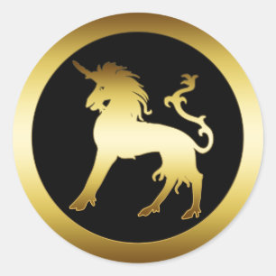 GOLD UNICORN CLASSIC ROUND STICKER
