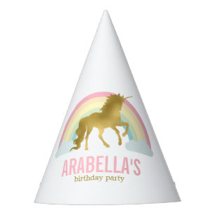 Gold Unicorn Girls Birthday Party Hat