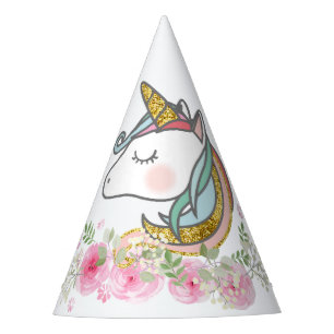 gold unicorn party hat