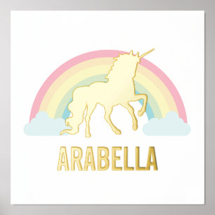Gold Unicorn Personalised Name Foil Prints