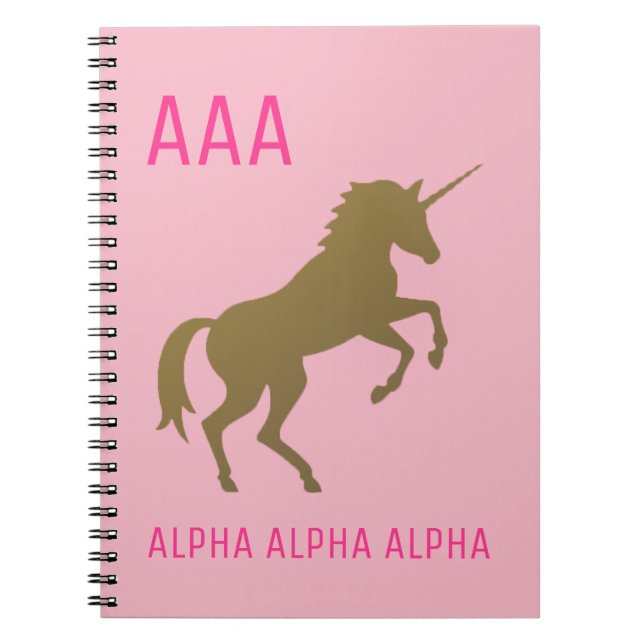 Gold Unicorn Sorority Notebook (Front)