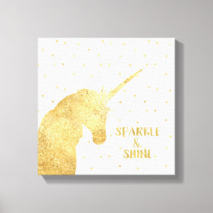 Gold Unicorn Stars Sparkle and Shine Canvas Print