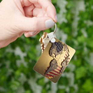 Gold United States Map #1 Key Ring