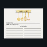 Gold Utensils Bridal Shower Recipe Cards<br><div class="desc">Modern Bridal Shower Kitchen Utensils Recipe Cards featuring a faux gold foil slotted spoon, spatula, whisk & masher with a stylish watercolor banner showcasing the text "recipe" set on a white background. The front of our recipe card offers room for a recipe title, from the kitchen of and ingredients space....</div>