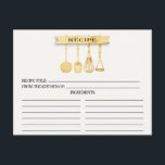 Gold Utensils Bridal Shower Recipe Cards<br><div class="desc">Modern Bridal Shower Kitchen Utensils Recipe Cards featuring a faux gold foil slotted spoon, spatula, whisk & masher with a stylish watercolor banner showcasing the text "recipe" set on a white background. The front of our recipe card offers room for a recipe title, from the kitchen of and ingredients space....</div>
