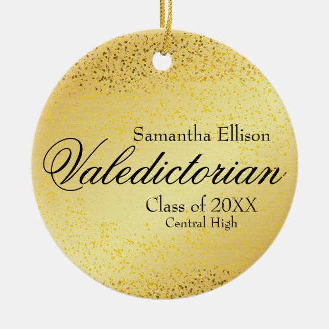 Gold Valedictorian Personalised Gold Christmas Ceramic Tree Decoration (Front)