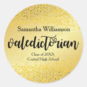 Gold Valedictorian Personalised Gold Sticker