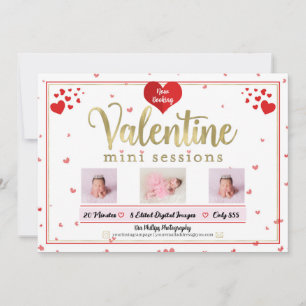 Gold Valentine Mini Sessions Photography Photo Invitation