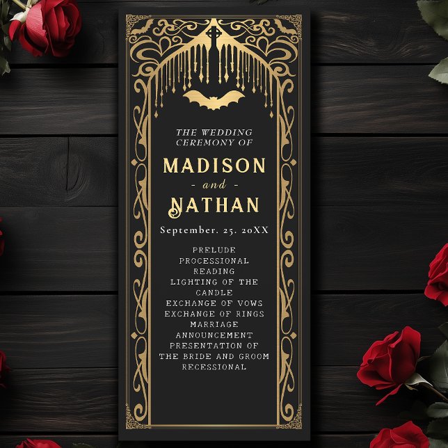 Gold Vampire Cathedral Gothic Wedding Programme (Creator Uploaded)