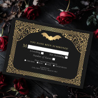 Gold Vampire Cathedral Gothic Wedding RSVP