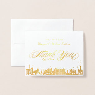 Gold Vegas Strip Skyline Las Vegas Thank You Foil Card