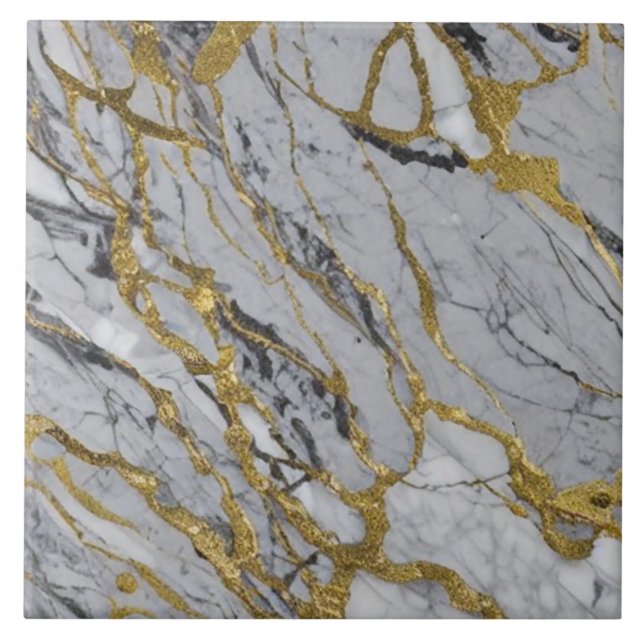 Gold Vein Marble Pattern Tile (Front)