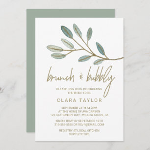 Gold Veined Eucalyptus Brunch and Bubbly Invitation