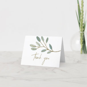 Gold Veined Eucalyptus Thank You Card