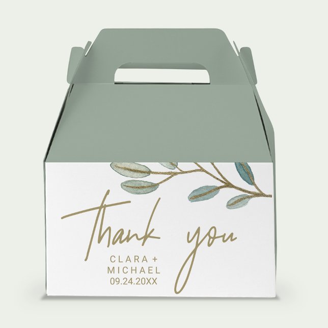 Gold Veined Eucalyptus Thank You Favour Box (Creator Uploaded)