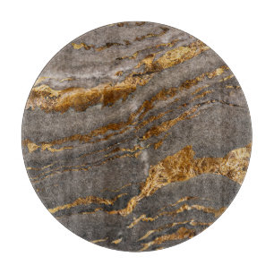 Gold-veined gray marble textured background. cutting board
