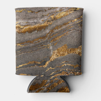 Gold-veined grey marble textured background. can cooler
