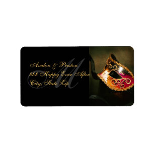 Gold Venetian Masquerade Mask Address Label