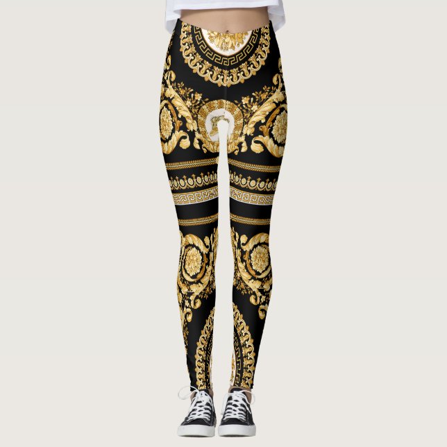 Gold Versace Barocco leggings. GYM performance Leggings (Front)