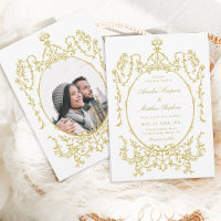 Gold Victorian Classic Floral Frame Wedding Photo
