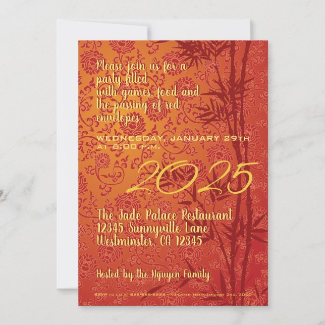 Gold Vietnamese Têt custom Year decorated  PVInv Announcement (Front)