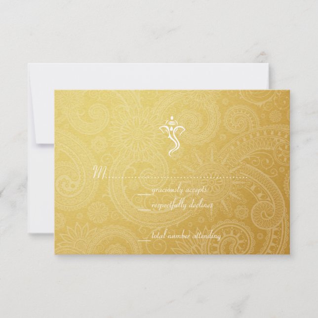 Gold Vinayaka Wedding RSVP Cards (Front)