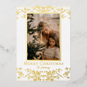 Gold Vines One Large Photo Foil Holiday Card