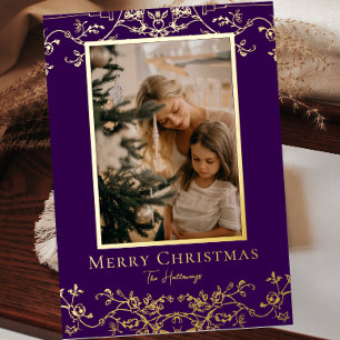 Gold Vines One Large Photo Foil Holiday Card